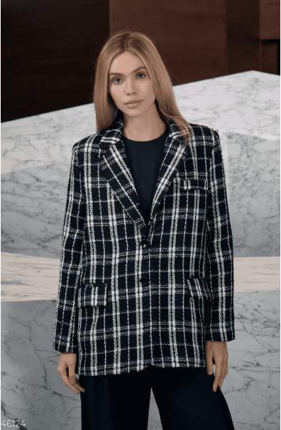 Black checkered tweed jacket