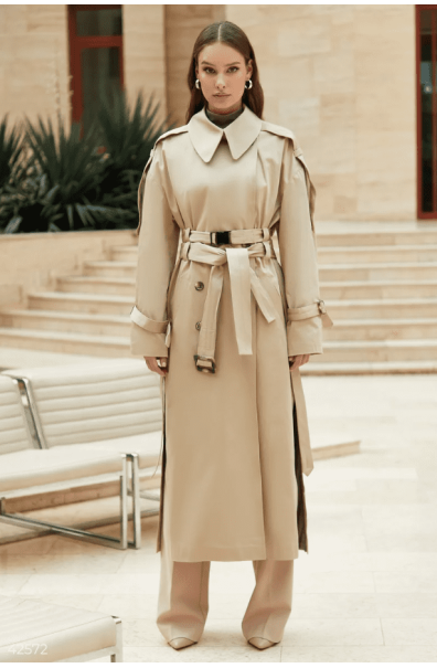 Double-breasted raincoat in beige color