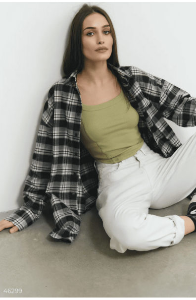 Oversized black and white checkered shirt