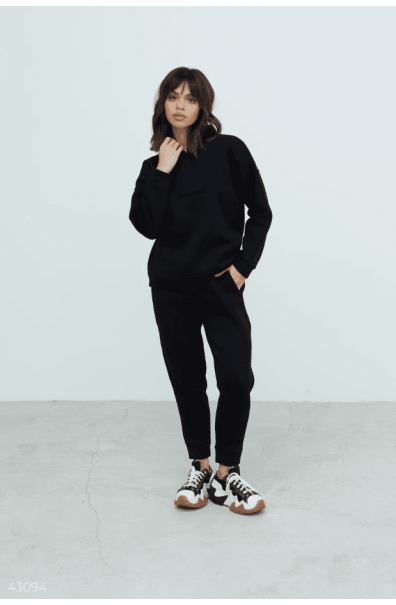 Black fuzzy knit suit