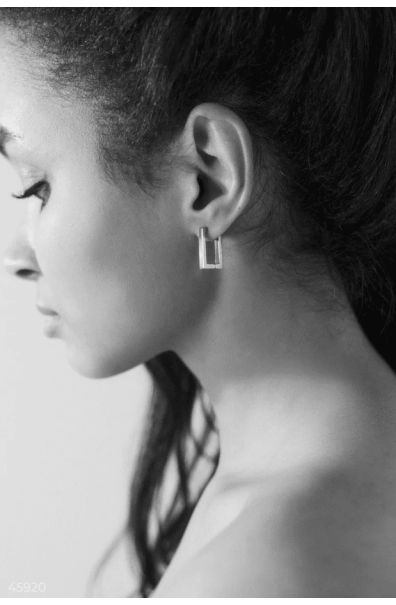 Rectangular silver earrings