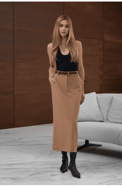 Thin brown leather belt
