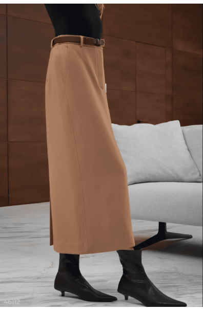Beige maxi skirt with slit