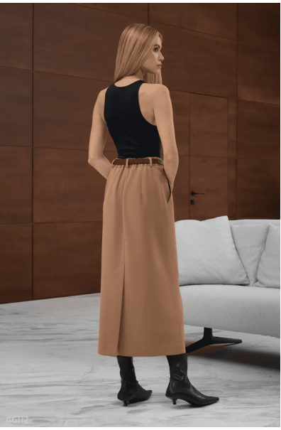 Beige maxi skirt with slit