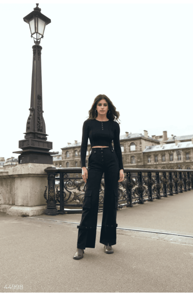 Black cargo pants with slits