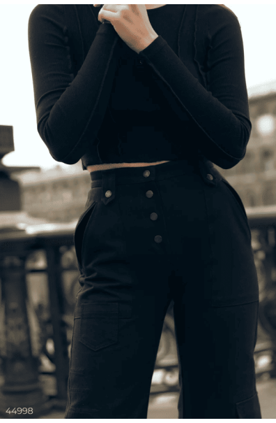 Black cargo pants with slits