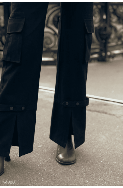 Black cargo pants with slits